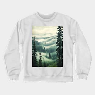 Misty fir forest retro style Crewneck Sweatshirt